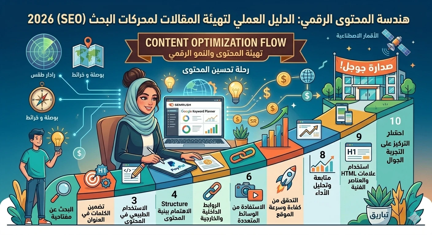 image about هندسة المحتوى الرقمي: الدليل العملي لتهيئة المقالات لمحركات البحث (SEO) 2026