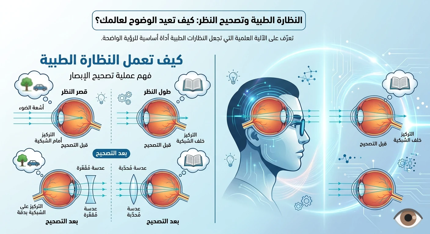 image about النظارات الطبية: رحلة الضوء من العدسة إلى الشبكية