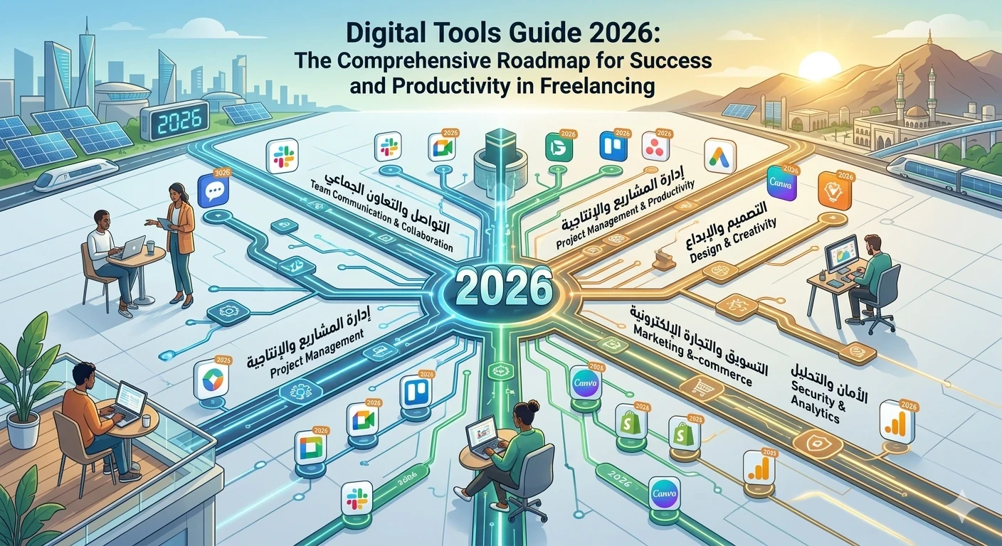 image about دليل الأدوات الرقمية 2026: خارطة الطريق الشاملة للنجاح والإنتاجية في العمل الحر
