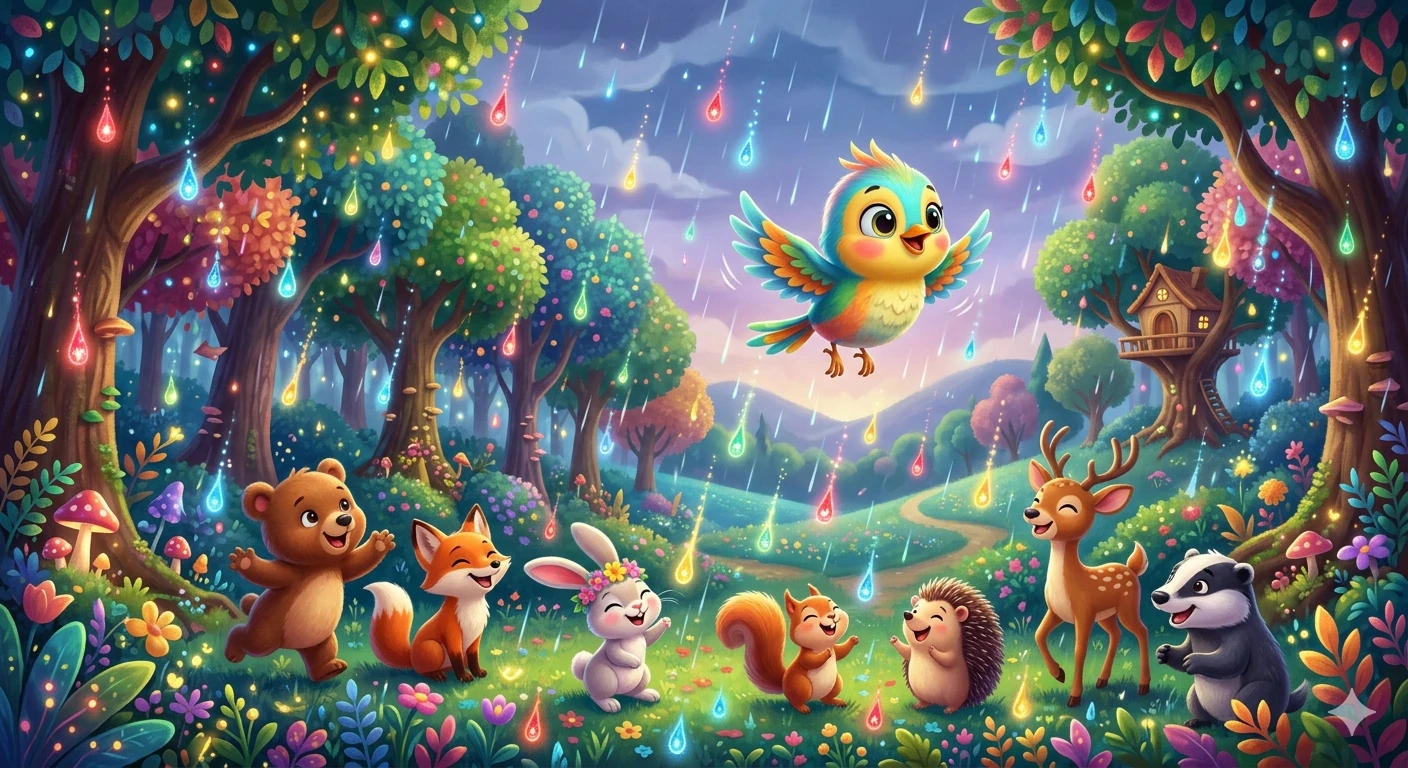 image about العصفور لولو وألوان المطر