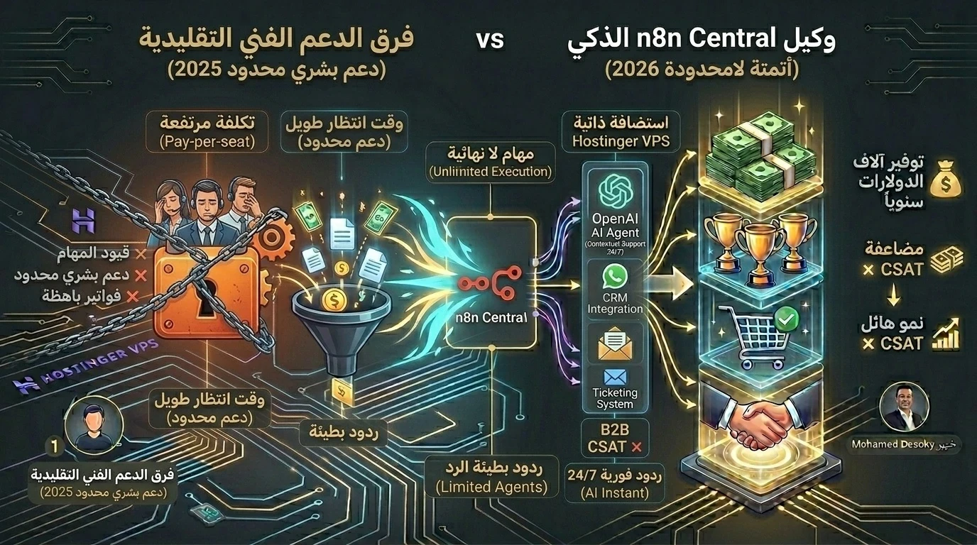image about أفضل بديل مجاني لبرامج خدمة العملاء: كيف تبني (AI Agent) بـ n8n في 2026؟