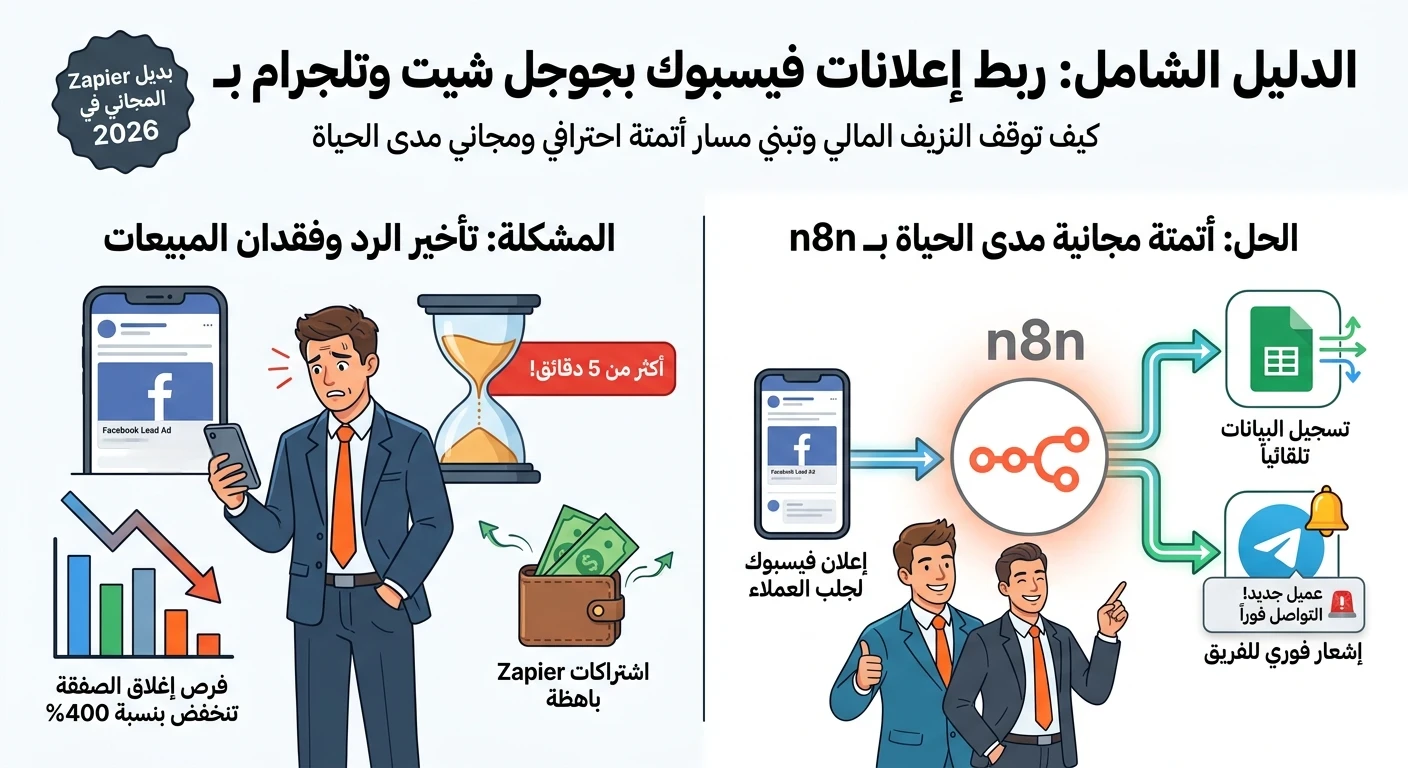 image about كيف توقف نزيف أرباح إعلاناتك؟ دليلك لربط إعلانات فيسبوك بـ Google Sheets وتليجرام مجاناً (بديل Zapier)