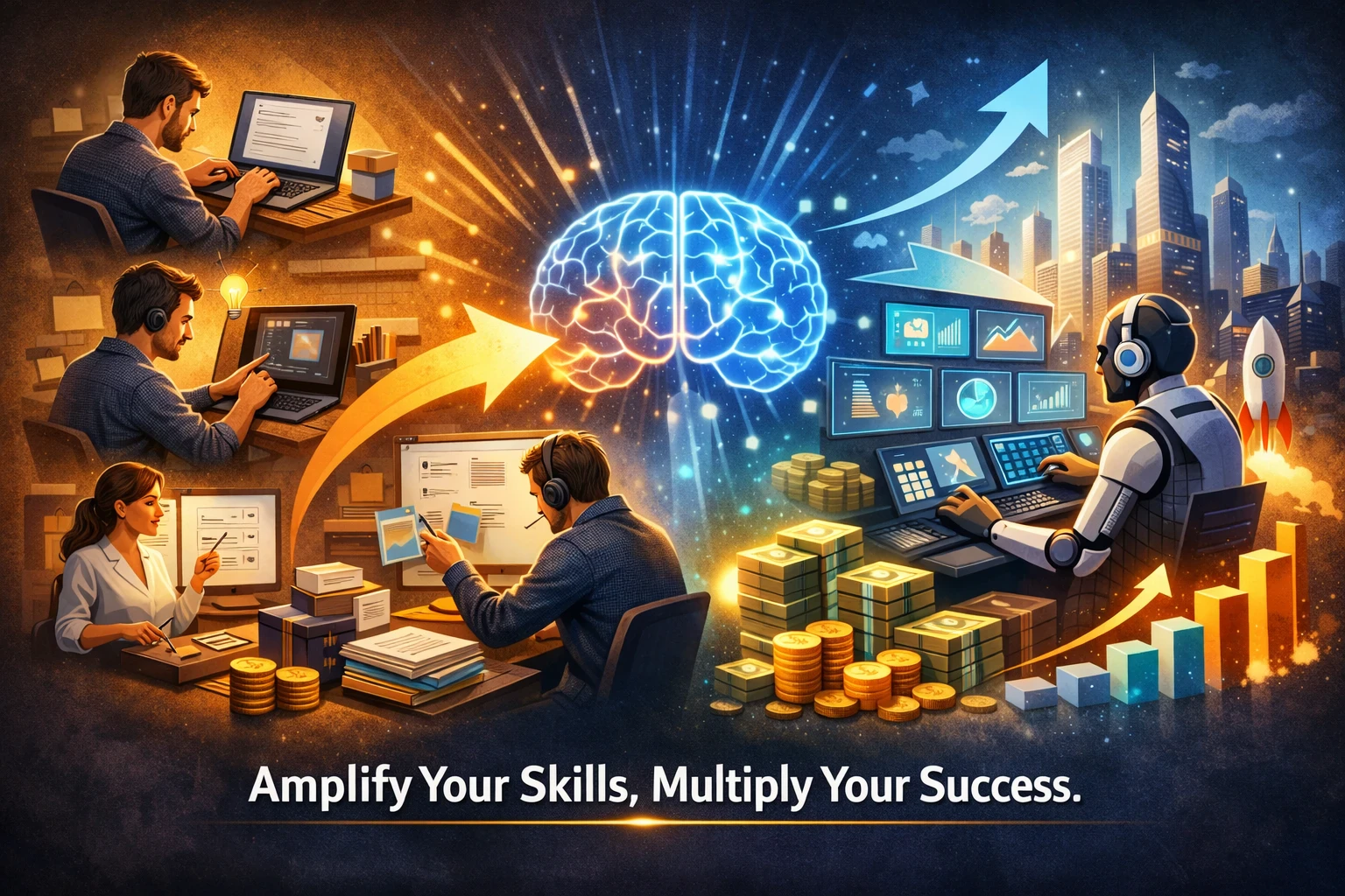 image about كيف تحول مهاراتك العادية إلى دخل شهري يتجاوز 500 دولار باستخدام الذكاء الاصطناعي في 2026؟