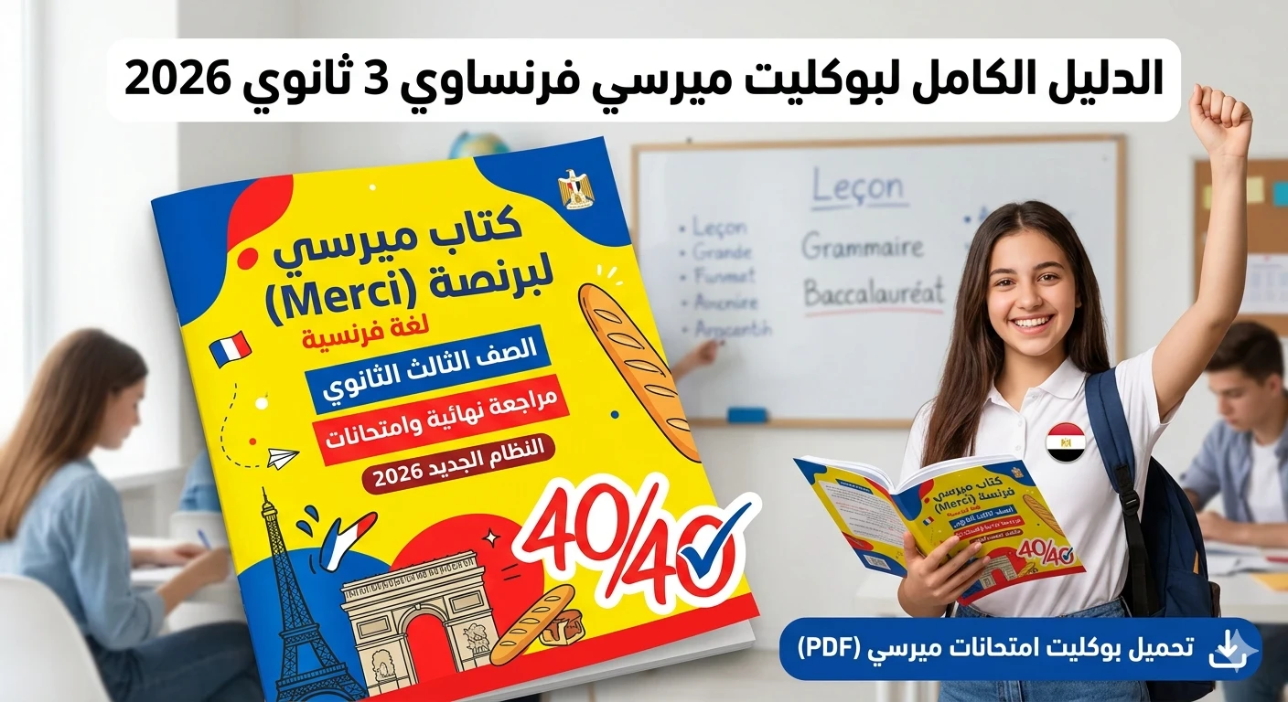 image about تحميل بوكليت امتحانات كتاب ميرسي Merci فرنساوي تالتة ثانوي 2026 PDF بالإجابات
