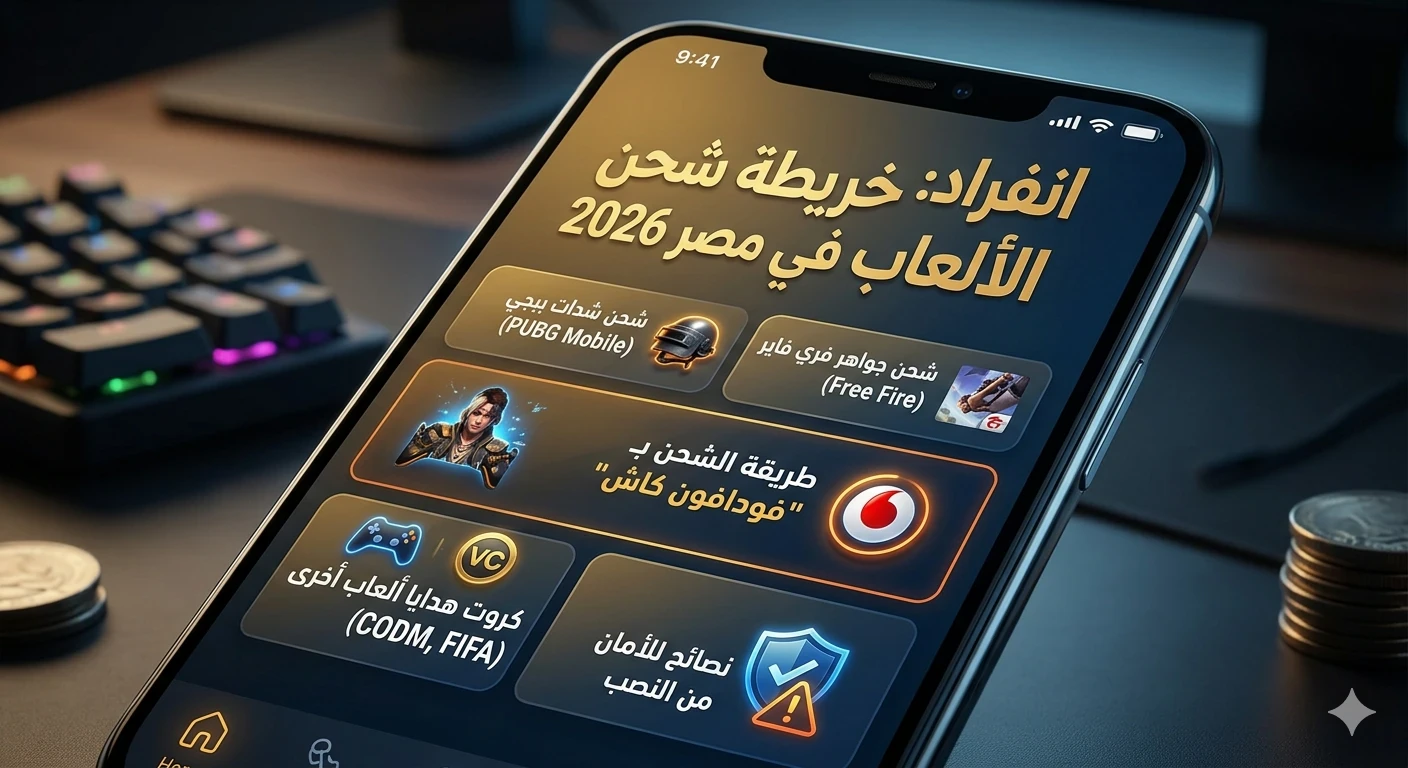 image about دليلك الشامل لشحن الألعاب في مصر 2026: فودافون كاش والطرق الرسمية