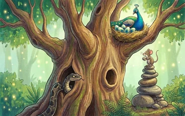 image about الطاووس المحظوظ والثعبان