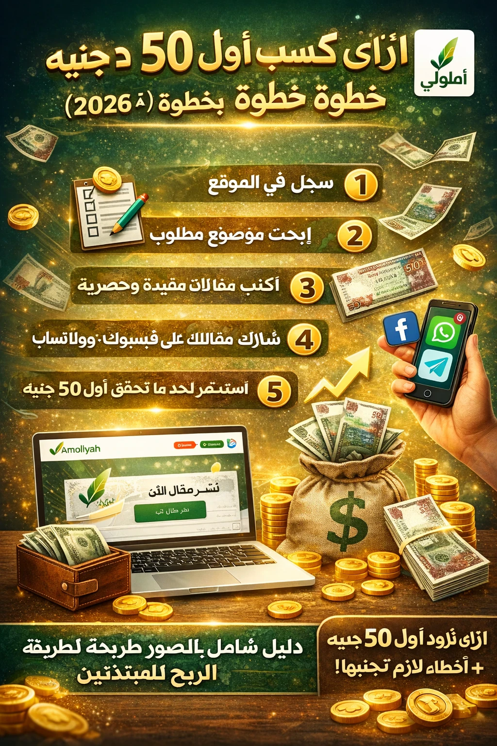 image about ازاي تكسب أول 50 جنيه من موقع أمولي خطوة بخطوة (دليل المبتدئين 2026)