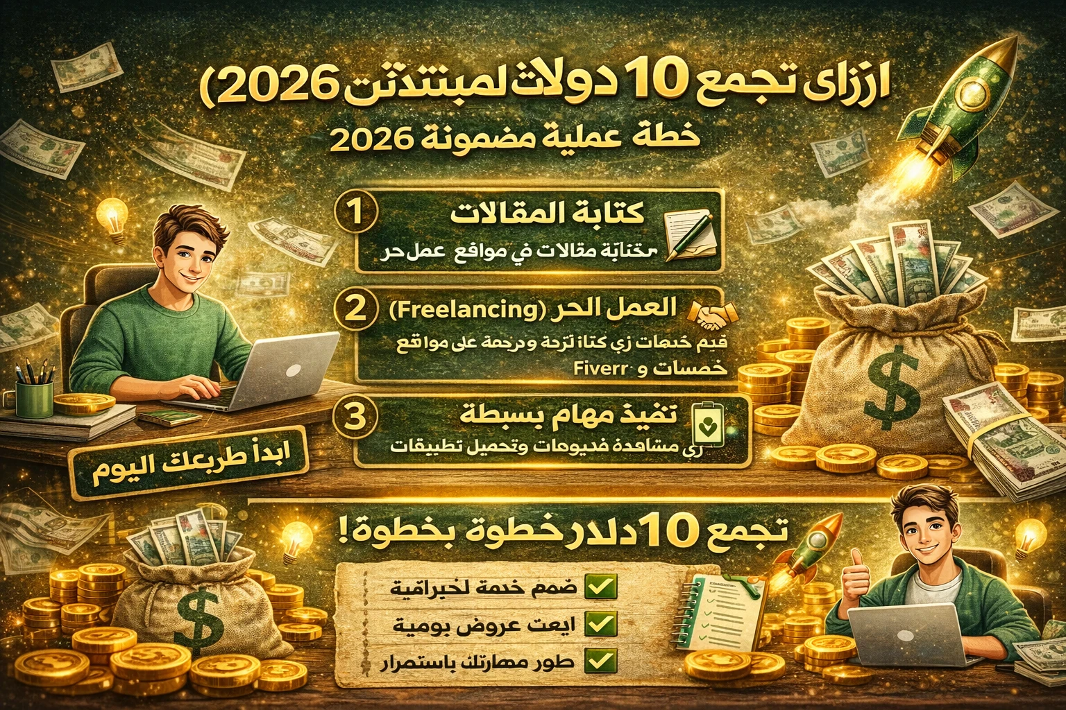 image about ازاي تجمع أول 10 دولارات من الإنترنت للمبتدئين (خطة عملية مضمونة 2026)