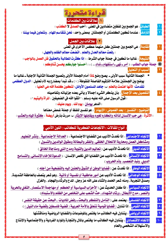 image about تحميل مذكرة اللغة العربية الصف الثاني الثانوي الترم الثاني 2026 PDF كاملة مجانًا | شرح مبسط + تدريبات شاملة (مدارس جيل 2000)