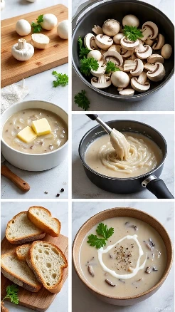 image about شوربة المشروم طبق كريمي دافئ بنكهة ترابية غنية، صحي ومشبع، يجمع بين البساطة والفخامة في وصفة أوروبية كلاسيكية.