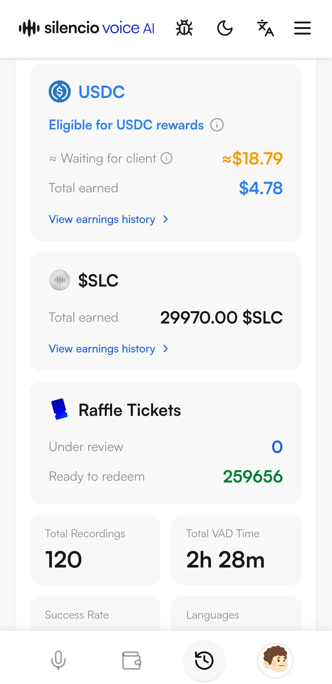 image about اربح 10 usdc في الساعة من خلال تسجيلات صوتية في تطبيق silencio voice ai 