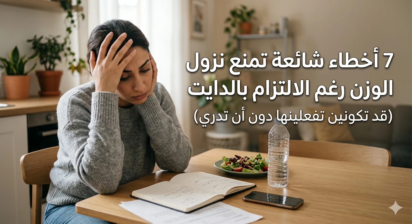 image about ⚠️ 7 أخطاء شائعة تمنع نزول الوزن رغم الالتزام بالدايت (قد تكونين تفعلينها دون أن تدرِي)