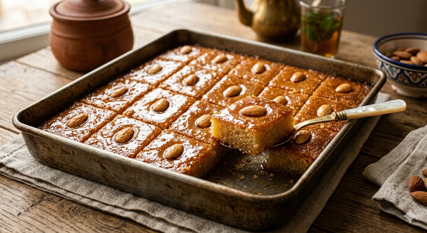 image about سر البسبوسة الناجحة: طريقة عمل البسبوسة الطرية والذهبية خطوة بخطوة مثل المحلات