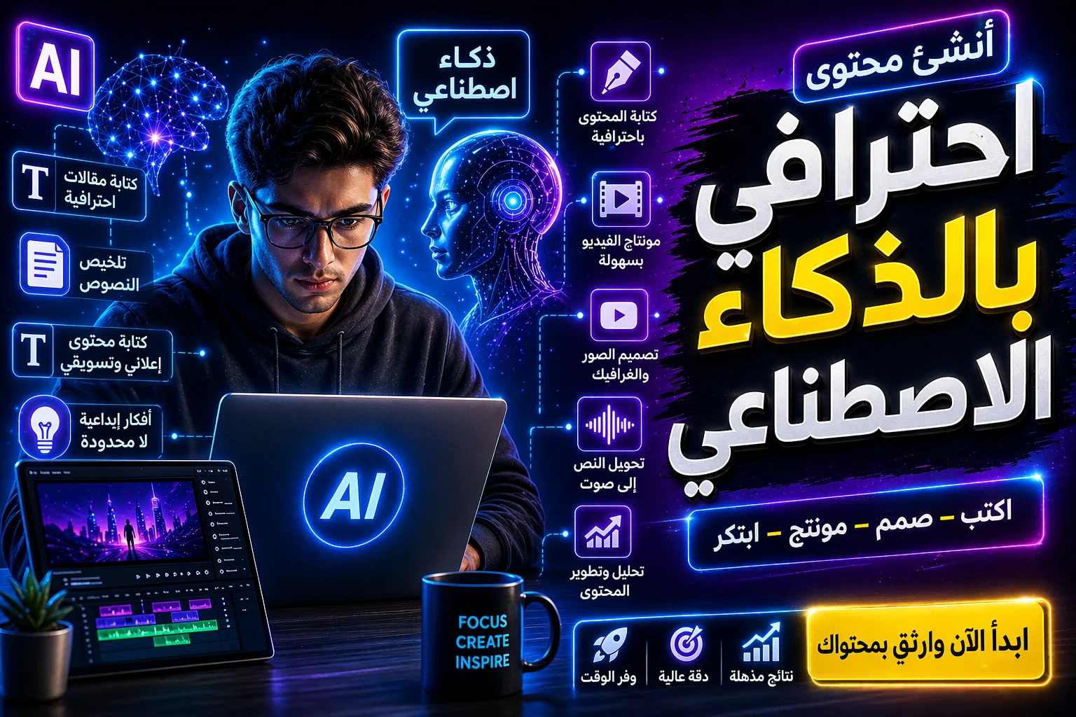 image about كيف تحقق دخل حقيقي من الذكاء الاصطناعي: دليلك الشامل للربح من التصميم والكتابة والفيديو في 2026