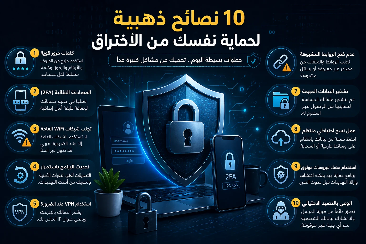 image about 🛡️ كيف تحمي نفسك من الاختراق؟ 10 نصائح ذهبية لا غنى عنها (2026)