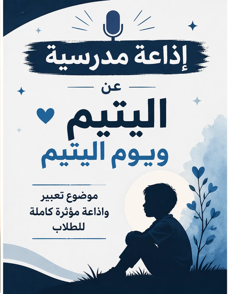 image about 🎤 إذاعة مدرسية عن اليتيم 2026 | كلمة مؤثرة + موضوع تعبير كامل عن يوم اليتيم