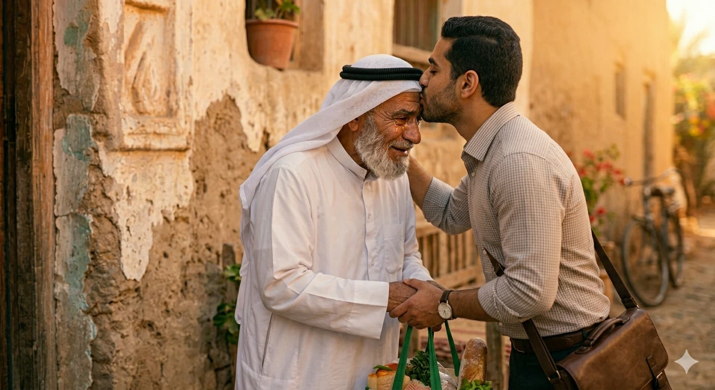 image about علم إبنك أن يقبل رأسك بدلاً من يدك..كي يتعلم الشموخ بدلاً من الإنحناء