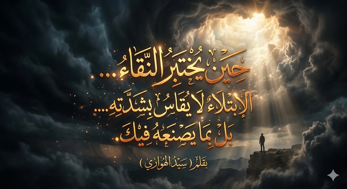 image about حين يُختبر النقاء... الابتلاء لا يُقاس بشدّته.... بل بما يصنعه فيك.