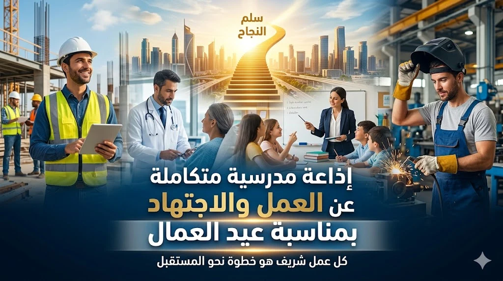image about إذاعة مدرسية متكاملة عن العمل والاجتهاد بمناسبة عيد العمال