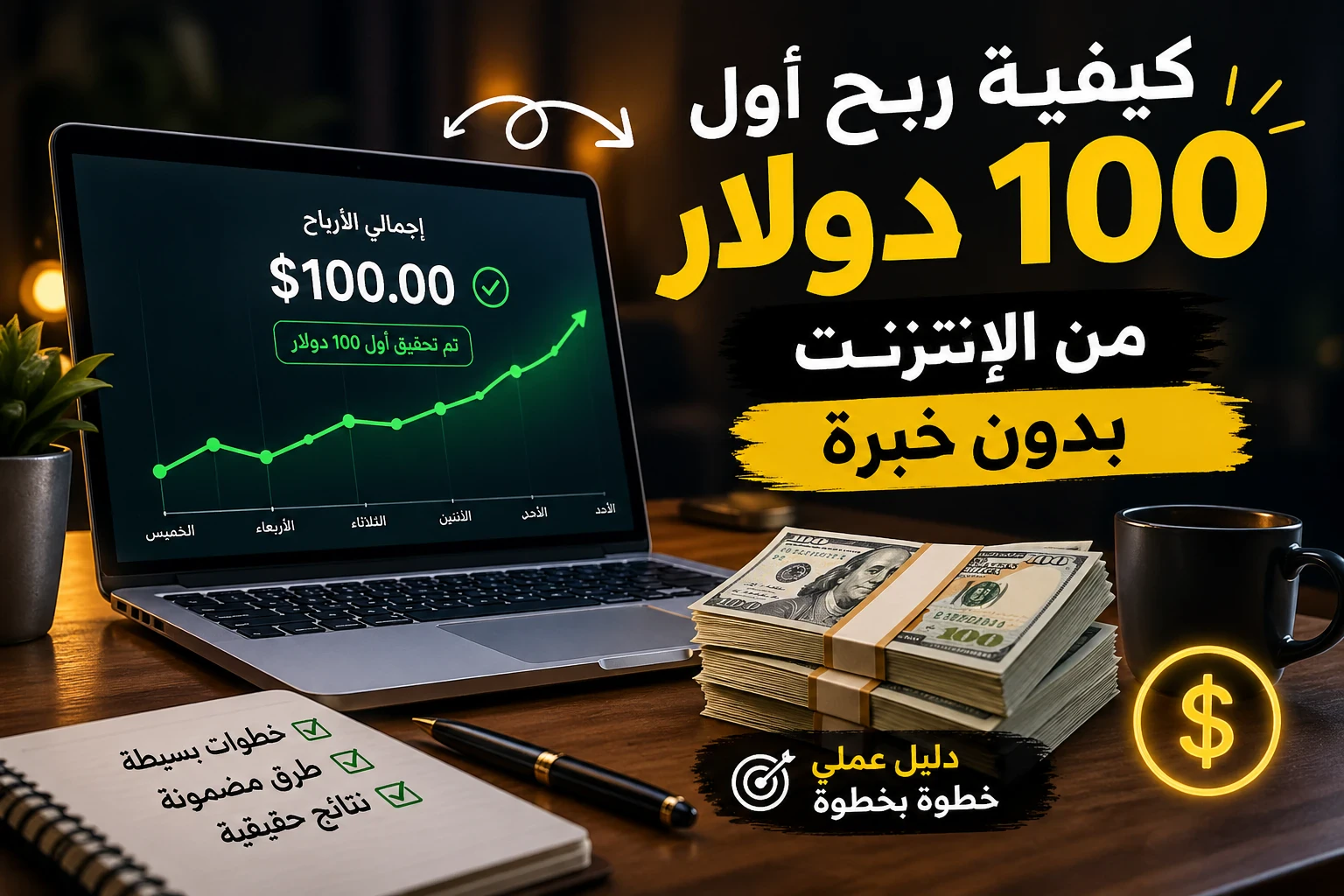 image about كيفية ربح أول 100 دولار من الإنترنت بدون خبرة (دليل عملي خطوة بخطوة)