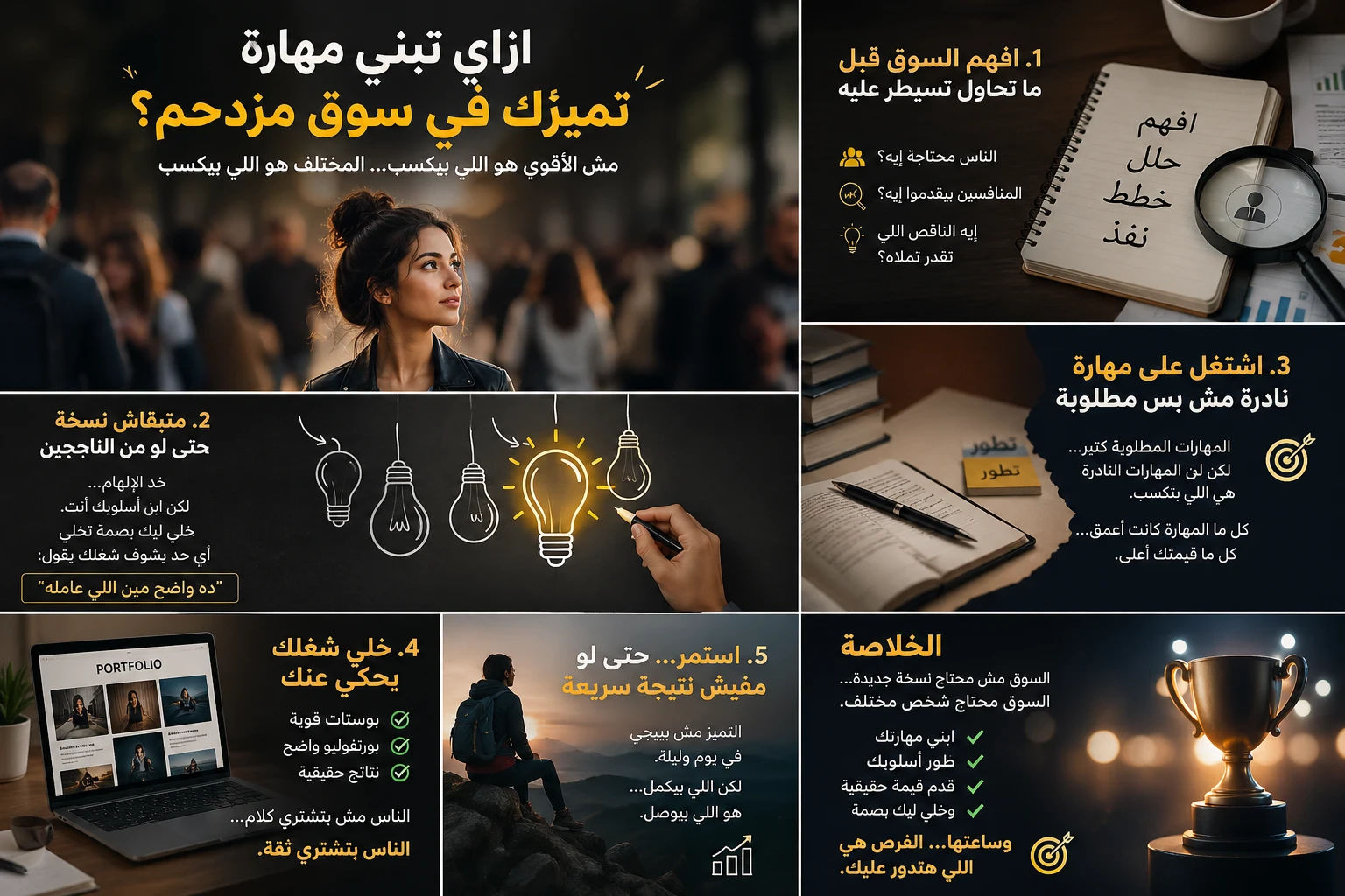 image about ازاي تبني مهارة تميزك في سوق مزدحم؟ مش الأقوى هو اللي بيكسب… المختلف هو اللي بيكسب