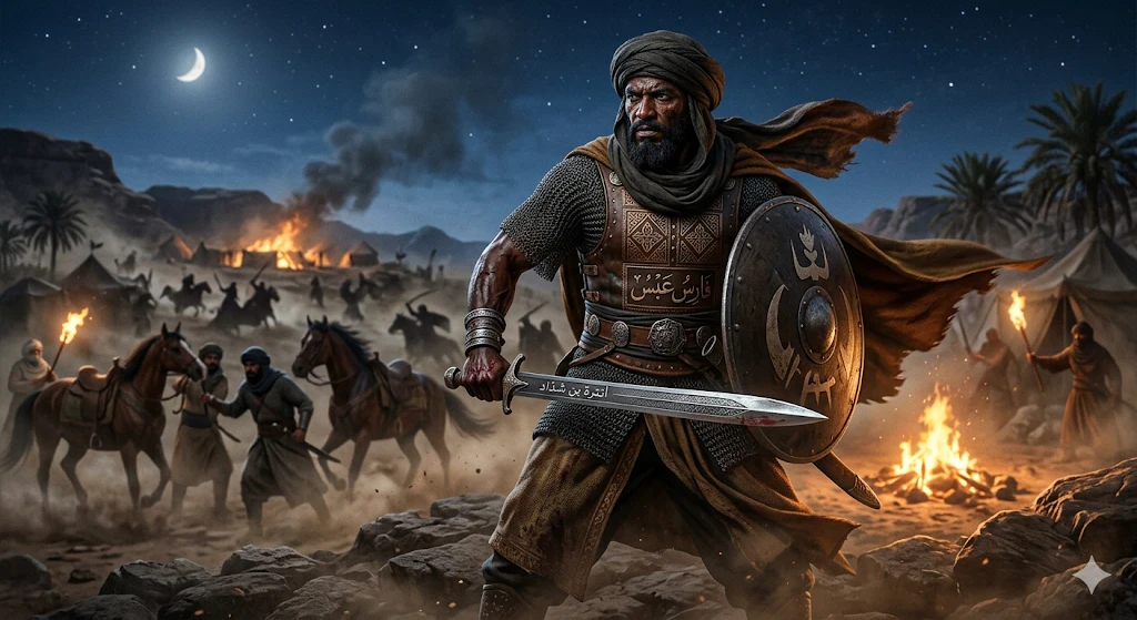 image about شاعر السيف والدمع: عنترة بن شداد حين يتحدث الحديد بلغة القصيد.