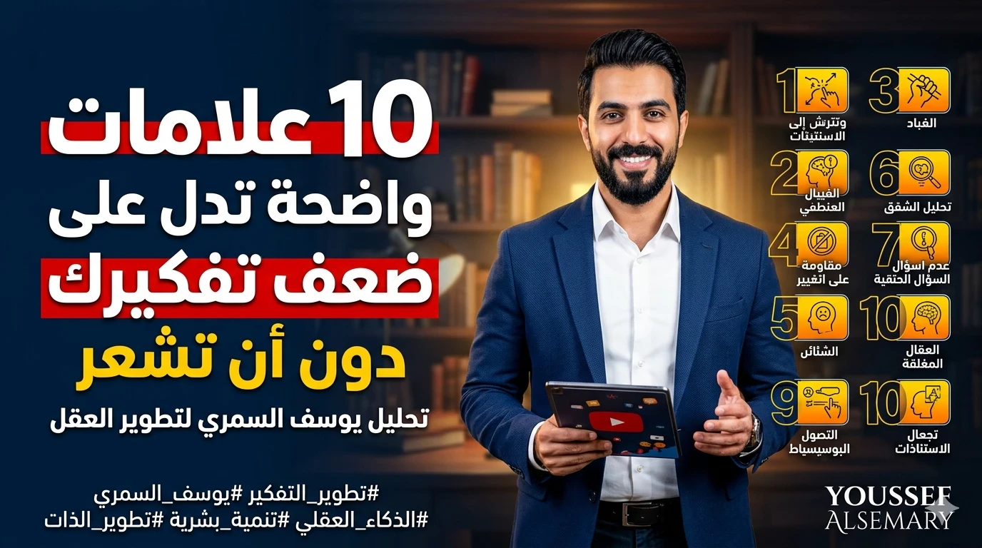 image about 10 علامات خطيرة تدل إن طريقة تفكيرك أضعف مما تتخيل | تحليل يوسف السمري لتطوير العقل 2026