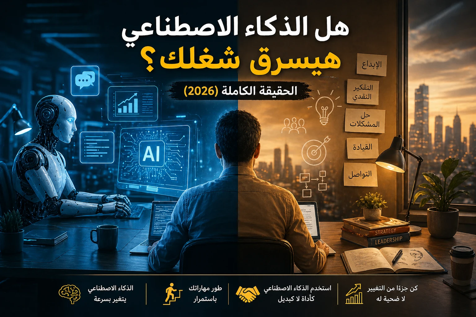 image about 🤖 هل الذكاء الاصطناعي هيسرق شغلك؟ الحقيقة الكاملة (2026)