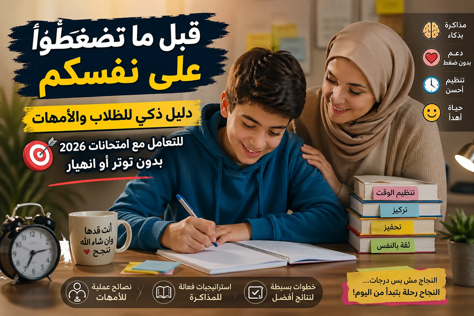 image about قبل ما تضغطوا على نفسكم: دليل ذكي للطلاب والأمهات للتعامل مع امتحانات 2026 بدون توتر أو انهيار