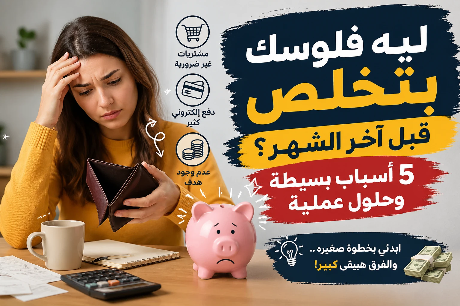 image about ليه فلوسك بتخلص قبل آخر الشهر؟ 5 أسباب بسيطة وحلول عملية