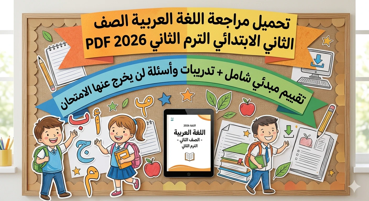 image about ⚠️ تحميل أقوى مراجعة لغة عربية الصف الثاني الابتدائي الترم الثاني 2026 PDF – تقييم شامل + تدريبات لن يخرج عنها الامتحان