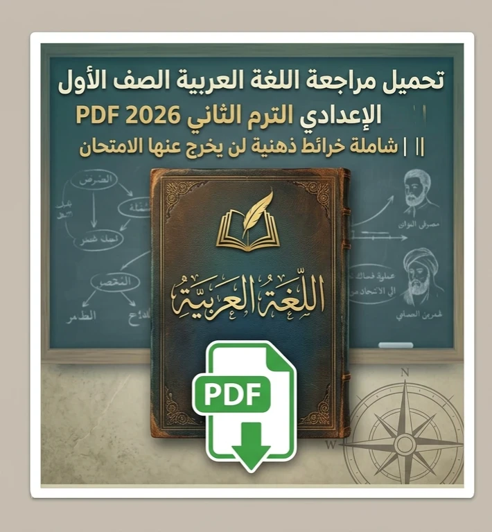 image about 🔥 حمل الآن أقوى مراجعة عربي أولى إعدادي ترم تاني 2026 PDF (سلسلة النوابغ + خرائط ذهنية) – لن يخرج عنها الامتحان