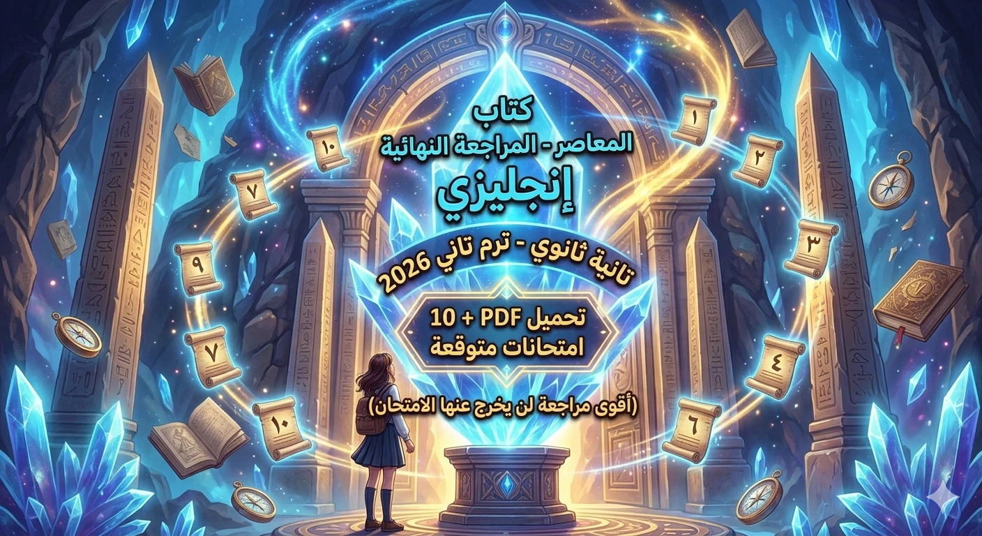 image about 🏷️ تحميل كتاب المعاصر مراجعة نهائية إنجليزي تانية ثانوي 2026 ترم تاني PDF + 10 امتحانات متوقعة (أقوى مراجعة لن يخرج عنها الامتحان)