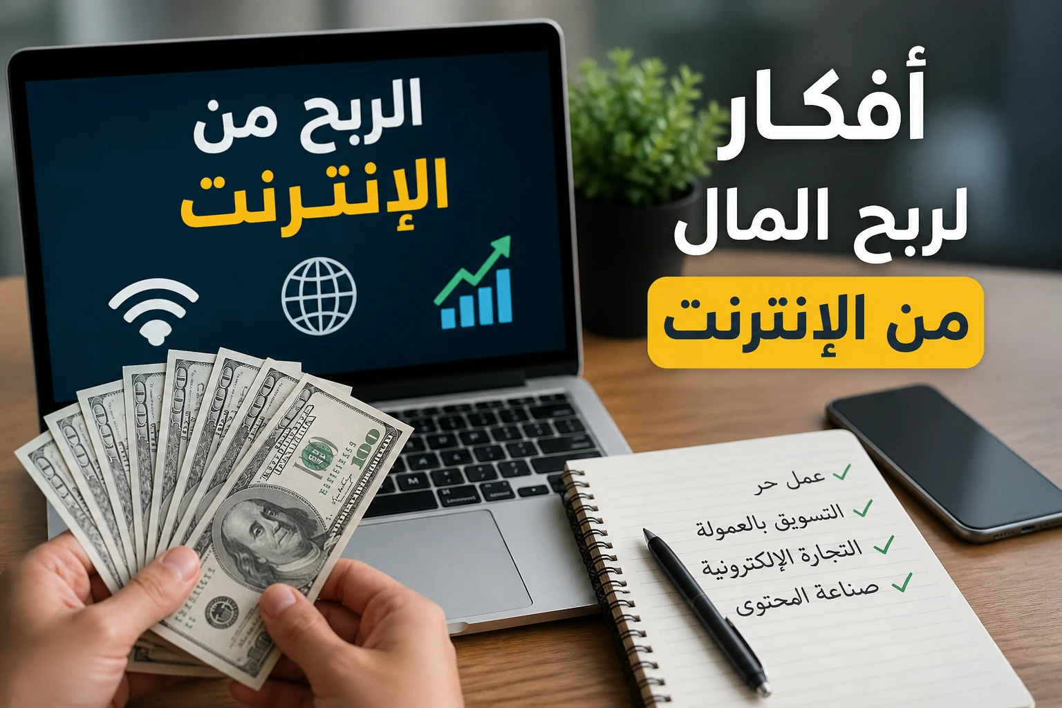 image about أفضل طرق الربح من الإنترنت في 2026 للمبتدئين (بدون رأس مال)