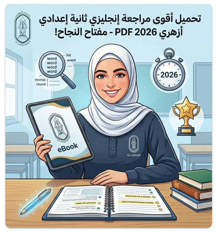 image about 🔥 تحميل أقوى مراجعة إنجليزي ثانية إعدادي أزهري 2026 PDF | مراجعة شاملة تضمن لك الدرجة النهائية