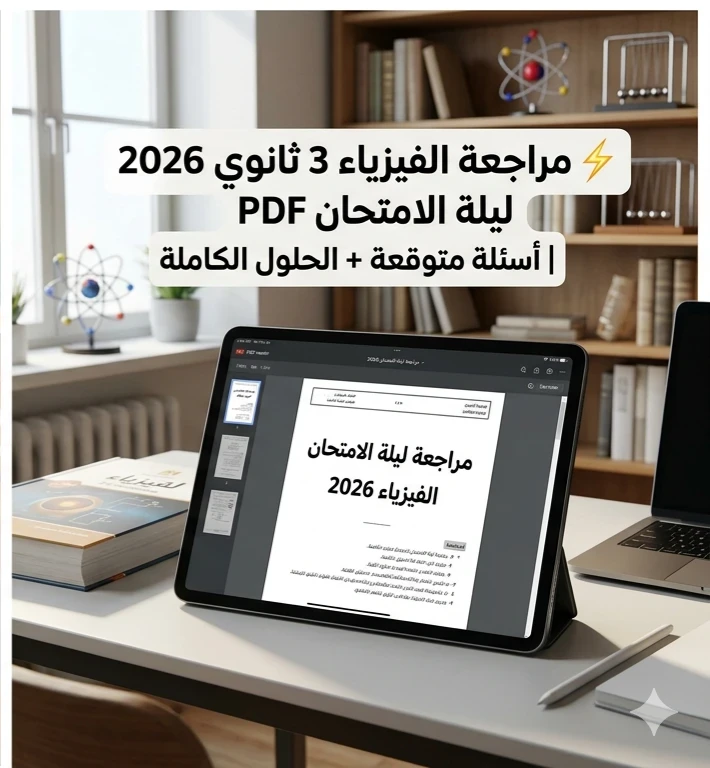 image about 📚  أقوى مراجعة فيزياء 3 ثانوي 2026 ليلة الامتحان PDF | أسئلة متوقعة + الحلول الكاملة لضمان الدرجة النهائية