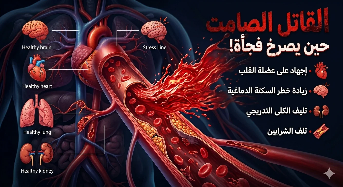 image about القاتل الصامت حين يصرخ فجأة: ماذا يحدث داخل جسدك عند ارتفاع ضغط الدم المفاجئ؟