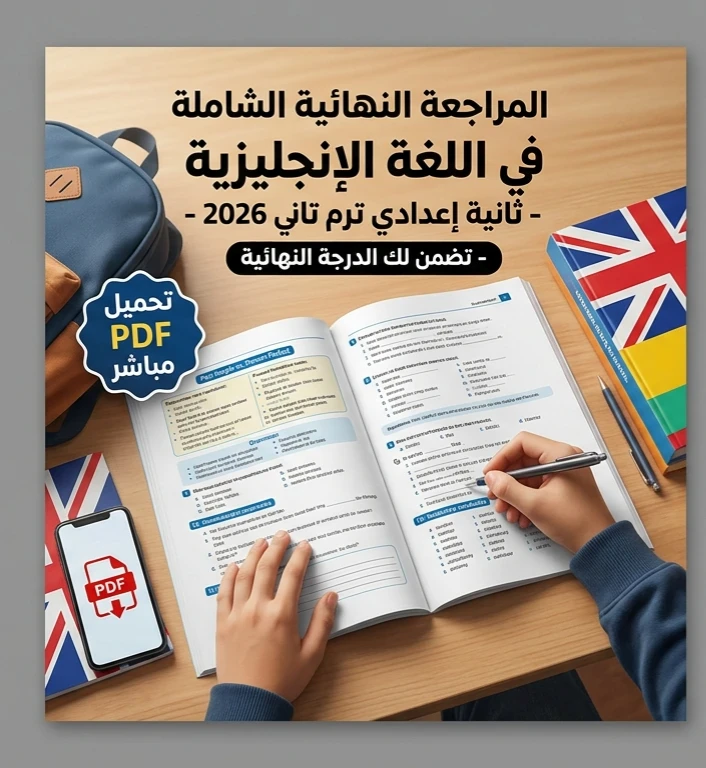 image about 🚀 تحميل أقوى مراجعة نهائية إنجليزي ثانية إعدادي ترم تاني 2026 PDF | ملزمة شاملة تضمن لك التفوق