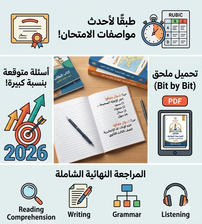 image about 🔥 تحميل ملحق Bit by Bit إنجليزي تالتة ثانوي 2026 PDF | أقوى مراجعة نهائية لن يخرج عنها الامتحان بنسبة كبيرة!