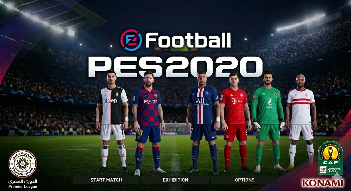 image about تحميل لعبة PES 2020 للأجهزة الضعيفة للكمبيوتر والأندرويد مع الدوري المصري ودوري أبطال أفريقيا بحجم صغير