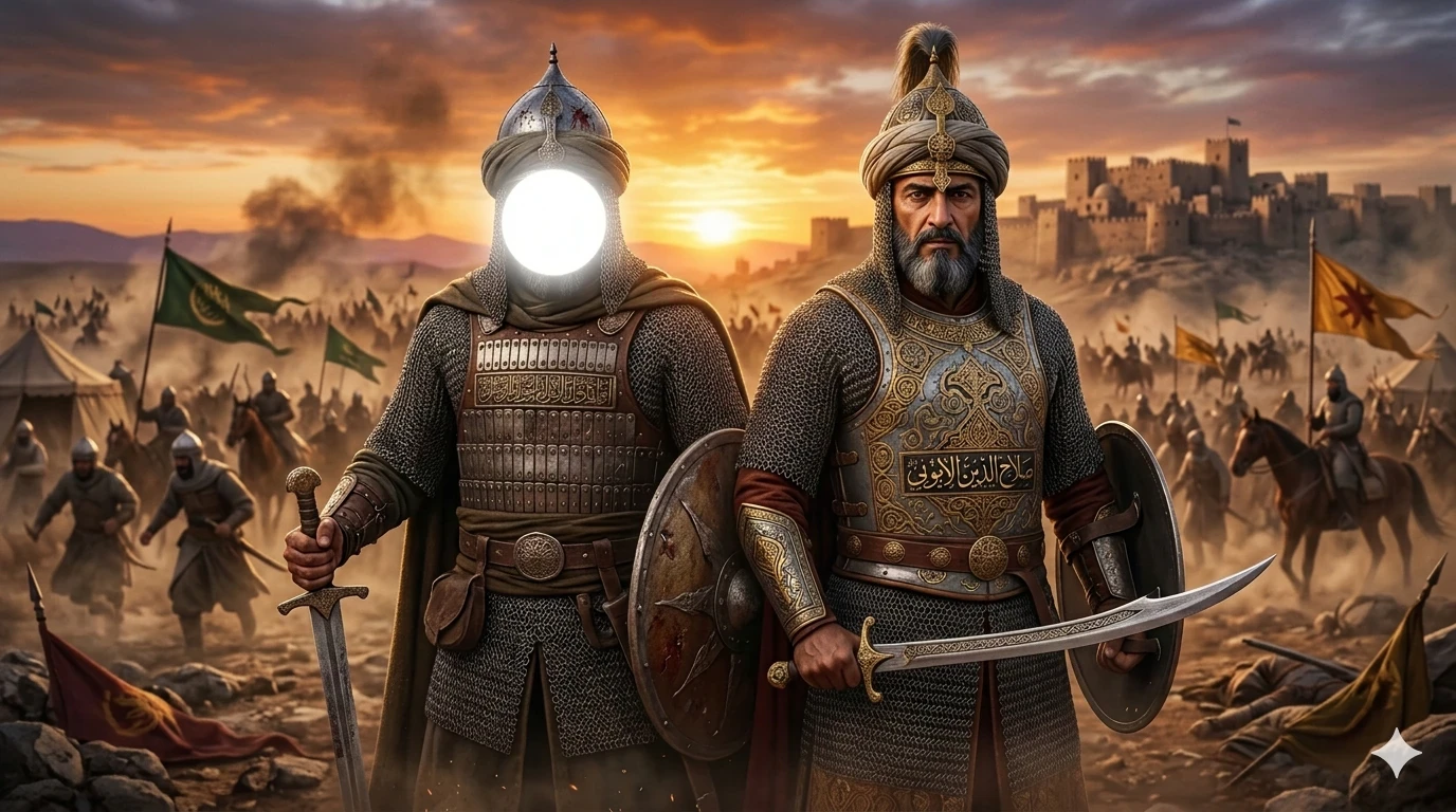 image about أعظم قادة الحروب في التاريخ الإسلامي : خالد بن الوليد - سيف الله المسلول ، السلطان الناصر صلاح الدين الايوبي - قاهر الصليبيين 