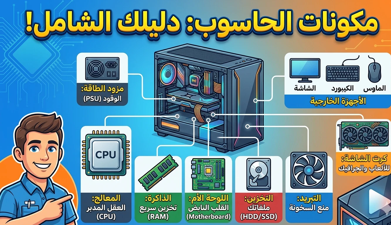 image about مكونات الحاسوب ووظائفها: دليلك لفهم أساسيات الكمبيوتر
