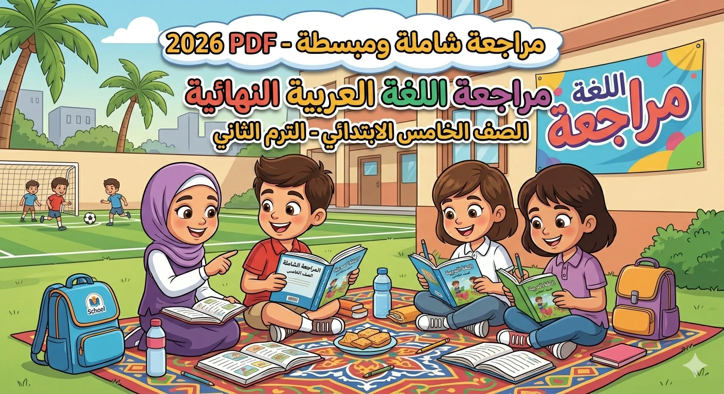 image about تحميل أقوى مراجعة نهائية لغة عربية للصف الخامس الابتدائي الترم الثاني 2026 PDF (لن يخرج عنها الامتحان!)