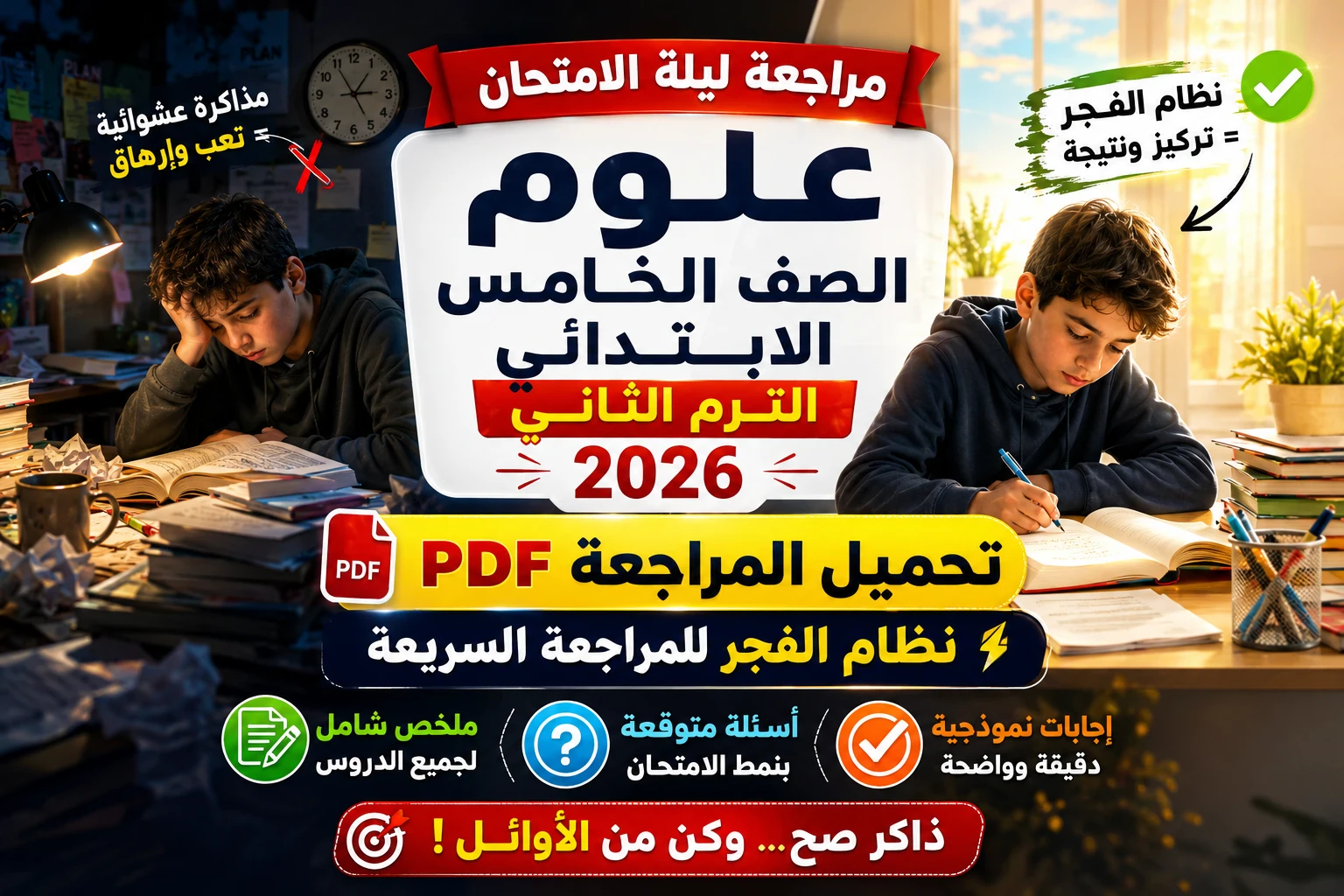 image about تحميل مراجعة علوم الصف الخامس الابتدائي الترم الثاني 2026 PDF | ملخص + أسئلة بالإجابات + نظام الفجر