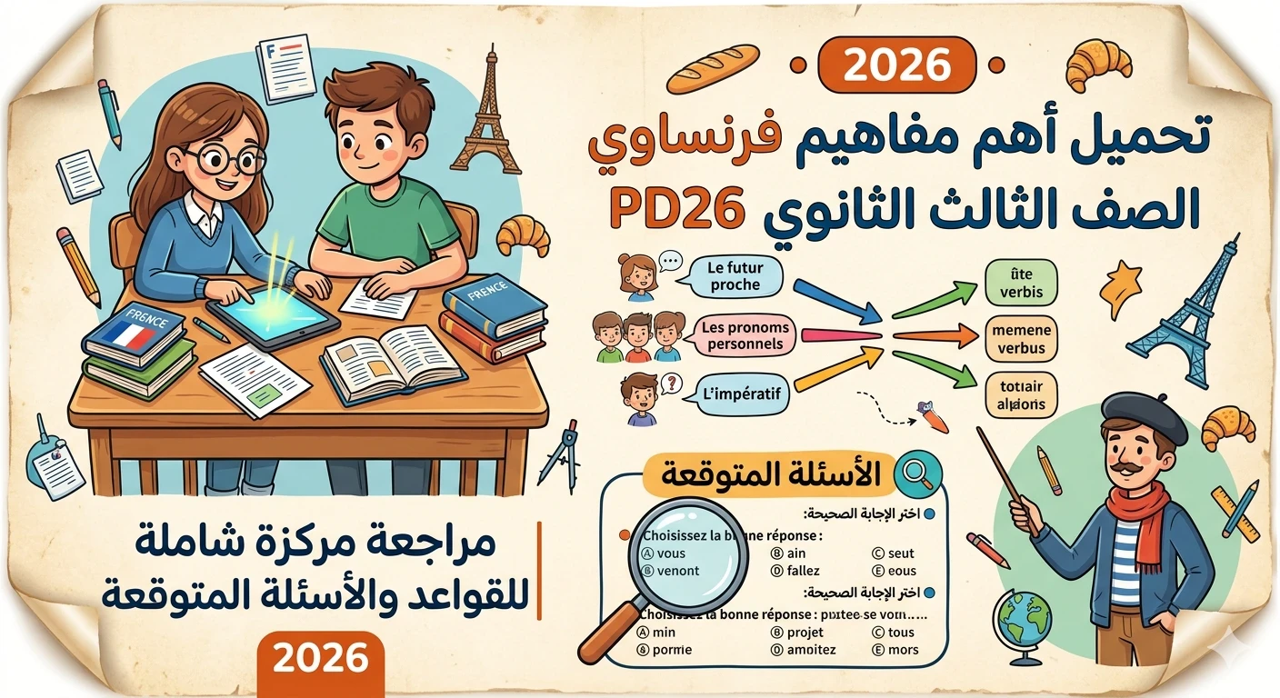 image about 🔥 تحميل أقوى مراجعة مفاهيم فرنساوي تالتة ثانوي 2026 PDF – ملخص شامل يقفل الامتحان 