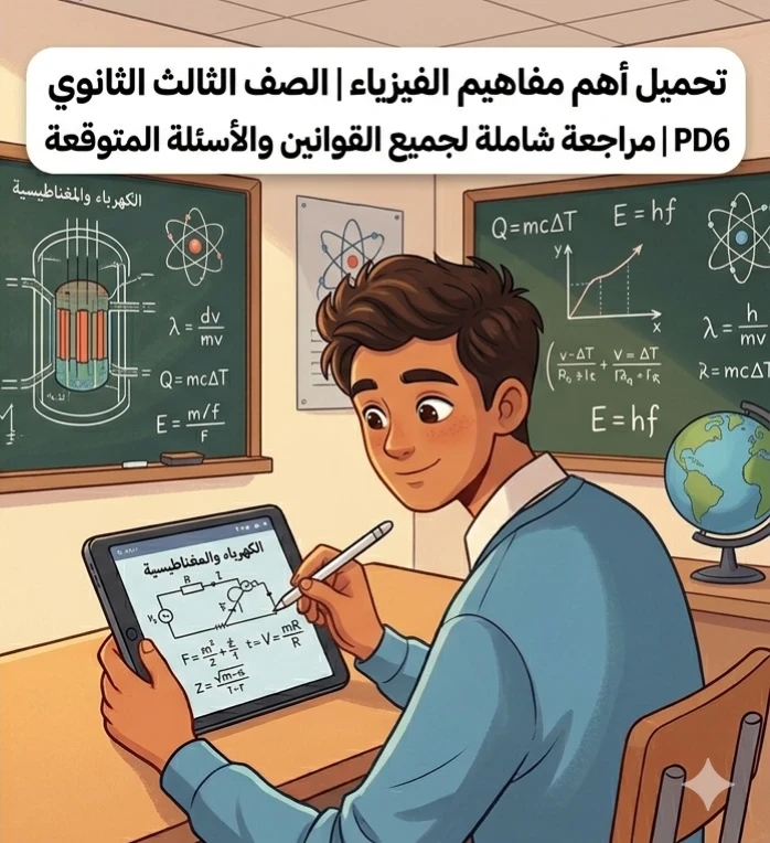 image about ⚠️ تحميل أهم مفاهيم الفيزياء الصف الثالث الثانوي 2026 PDF | أقوى مراجعة نهائية للقوانين والمسائل المتوقعة