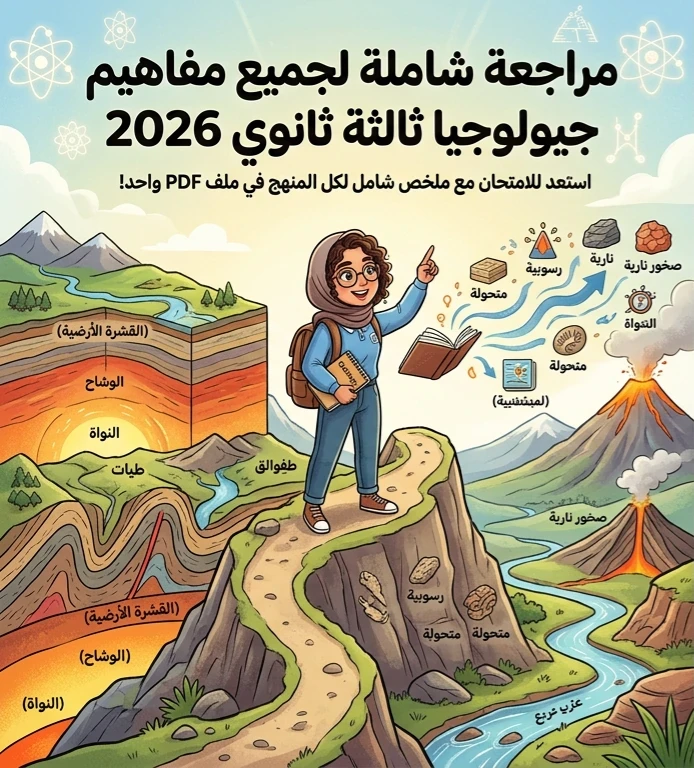 image about ✨ تحميل أقوى مراجعة جيولوجيا للصف الثالث الثانوي 2026 PDF | أهم مفاهيم المنهج كاملة بطريقة سهلة ومركزة