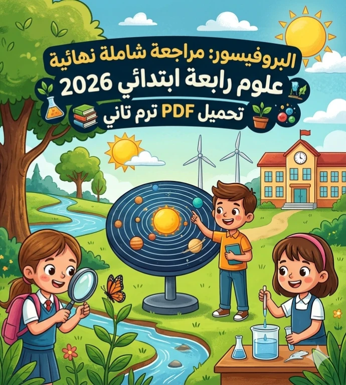 image about 📚 تحميل مراجعة العلوم رابعة ابتدائي الترم الثاني 2026 PDF | أقوى مراجعة نهائية شاملة من مذكرة البروفيسور