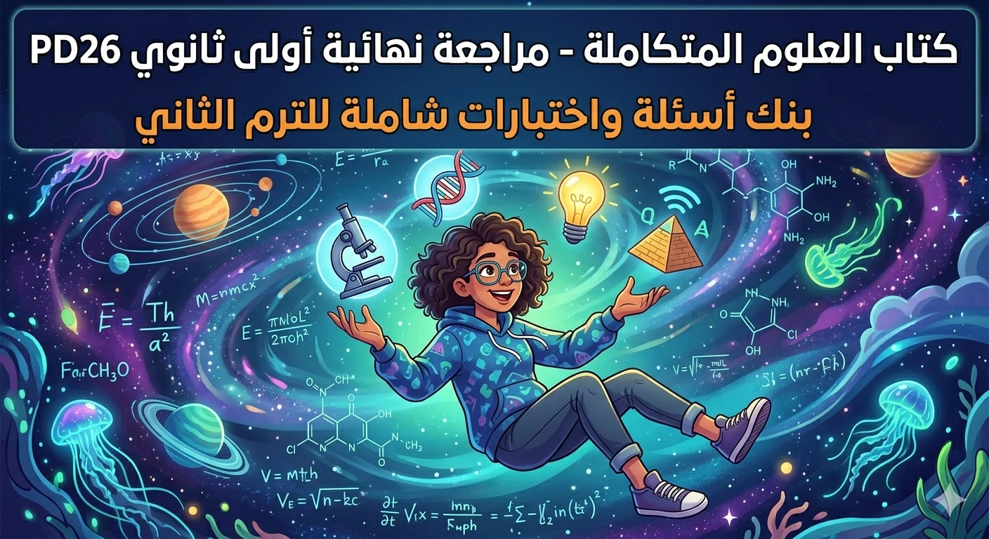 image about 📥 تحميل كتاب التفوق في العلوم المتكاملة أولى ثانوي ترم ثاني 2026 PDF | مراجعة نهائية وبنك أسئلة واختبارات شاملة
