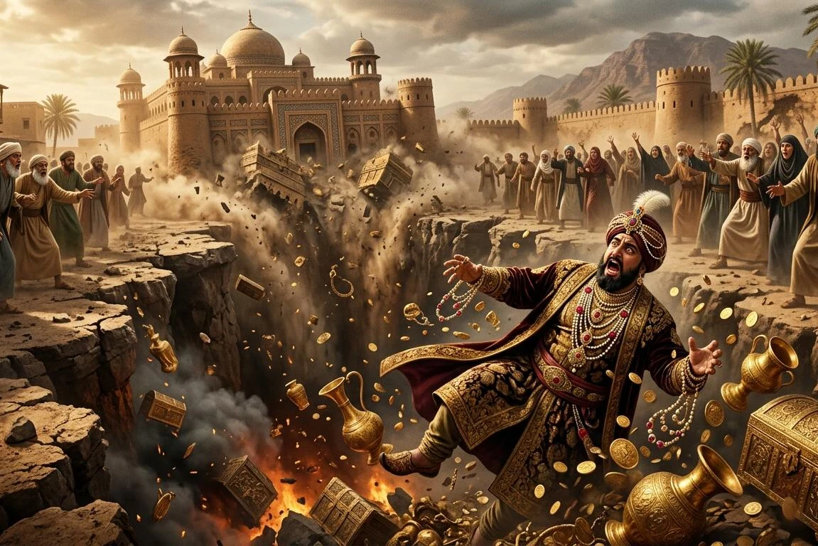image about قصة قارون وعاقبة الطمع والغرور